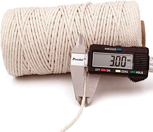 Beige Macrame Cotton Rope Cord 3MM Craft Cotton Twine String, 100M Durable Bakers Twine for DIY Crafts and Handmade Arts - Image 3