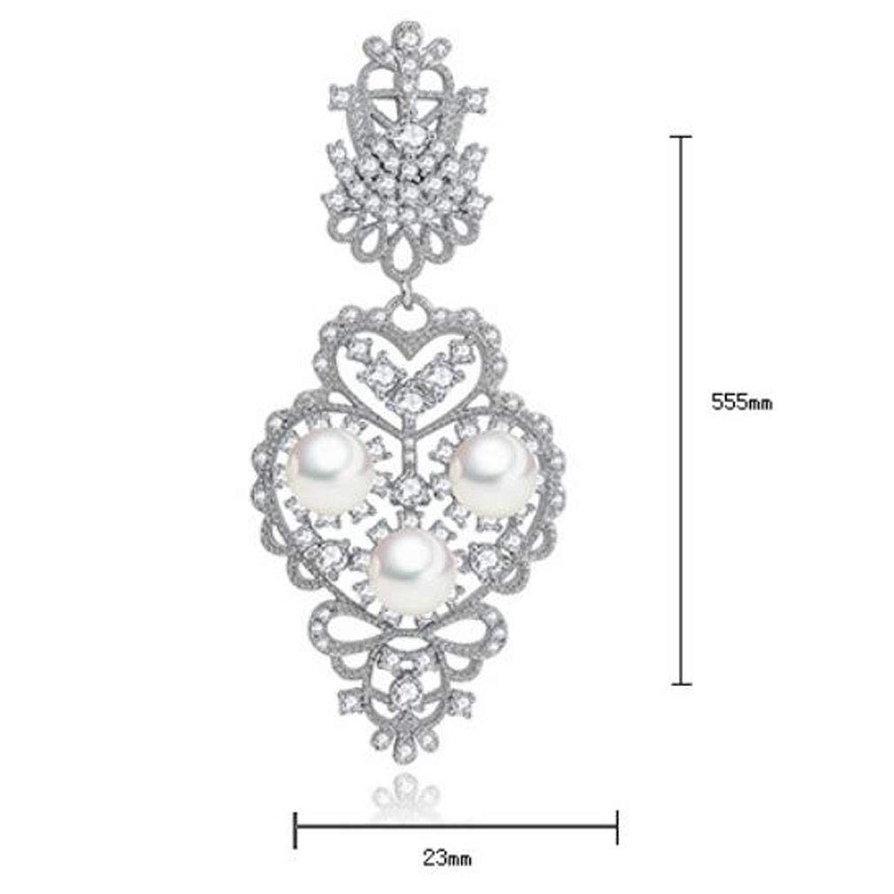 Eleganti Orecchini Pendenti in Zirconia con Perle finte per Le Donne, Regalo di Nozze, Festa, Gioielli da Sposa di San Valentino