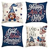 AVOIN colorlife Happy 4th of July God Bless America Dwarfs Fireworks Throw Pillow Covers, 18 x 18 Inch Land of...