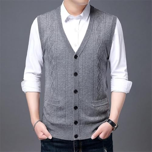 Men’S Argyle Knit Sweater Vest with Pockets Slim Fit V-Neck Sleeveless Casual Button Down Cardigan2