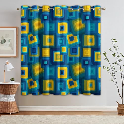 Rideaux occultants pour salon et décoration de chambre au motif géométrique - 3