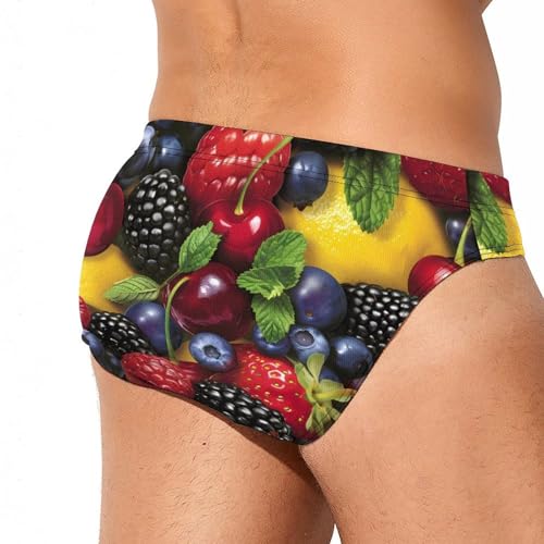 Blueberry Strawberry Lemon Novelty Men's Brief Swimwear Pants Swimming Trunks Beach Shorts Underwear3