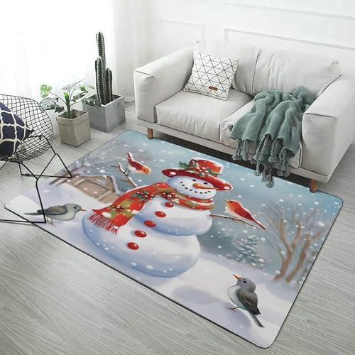 Tapis de bain absorbant motif oiseaux et neige pour sortie de baignoire et douche - 3