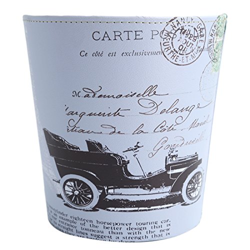 LVPY Papelera en PU de Vintage, 10 litros, Impermeable, hogar/Oficina/Habitaciones, 26 x 26 x 26 cm