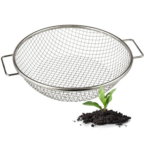 Wenses Round Soil Sifter for 5-Gallon Bucket (3/8-inch Mesh), Stainless Steel Garden Sieve with...