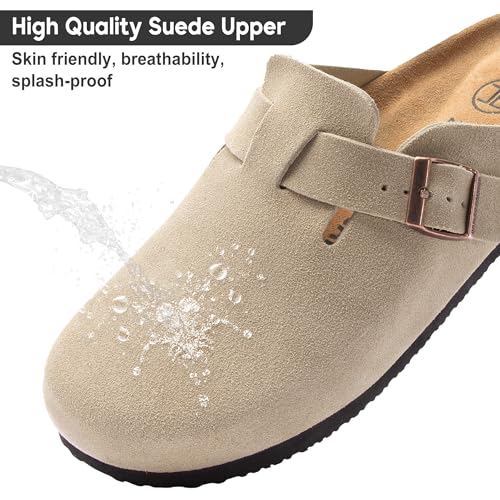 Women's Suede Clogs Men's Slip-On Mules Non-Slip Potato Shoes Arch Support Sandals with Adjustable Buckle for Indoor & Outdoor Use3