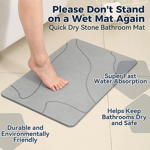 NAYAHOSE Stone Bath Mat, 100% Natural Diatomaceous Earth Shower Mat, Non-Slip Super Absorbent Quick Drying Bathroom Floor Mat - Image 4