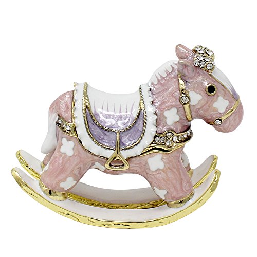 JewelryNanny Miniature Rocking Horse Trinket Box Bejeweled, Pink and Purple