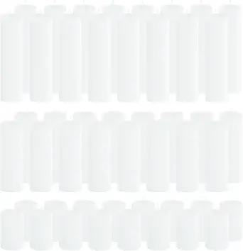48-Pack White Unscented Pillar Candle Set