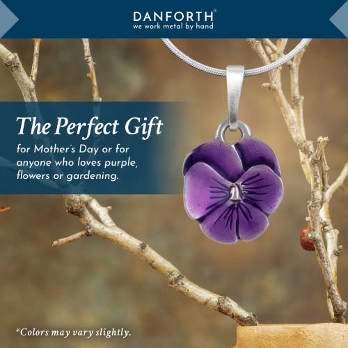 DANFORTH – Purple Pansy Necklace – 18” Snake Chain – Handcrafted Pewter Pansy Flower Pendant – Made In USA - Image 4