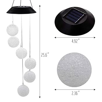 Amazon.com : MorTime LED Solar Crystal Ball Wind Chime, 25