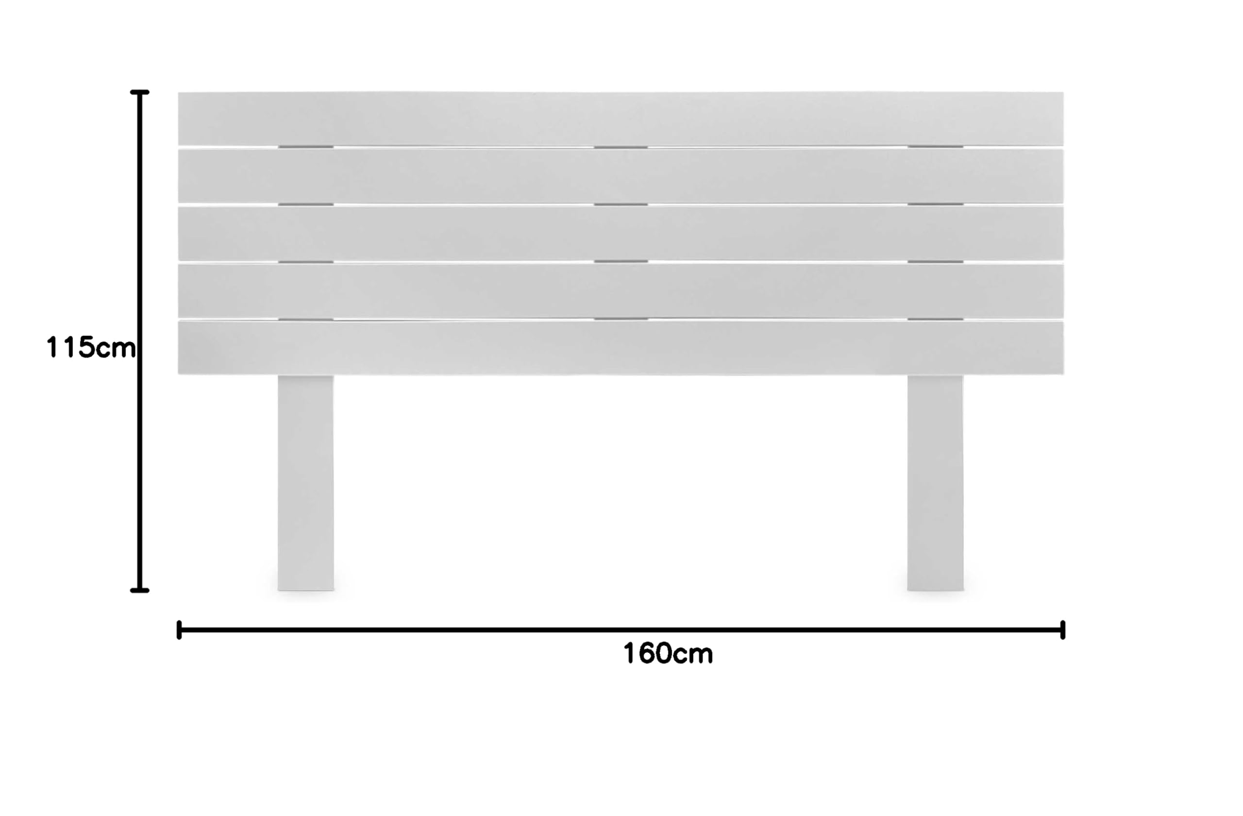 DHOME Testiera in Legno Riciclato DM con Gambe Stile Pallet Orizzontale Letto Pallet Supporti inclusi (160cm, Bianco Solido)