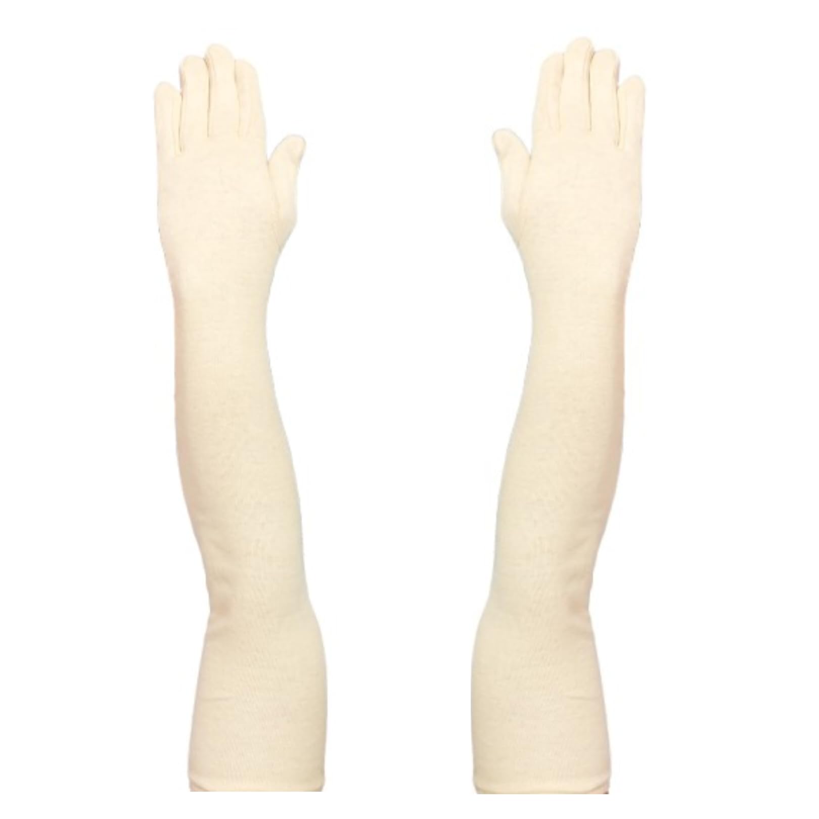 Tradehub® Unisex Cotton Pollution and Sunburn Sunlight Protection Full Hand Gloves arm sleeves glove for Biking and Driving summer glove Dust- Beige
