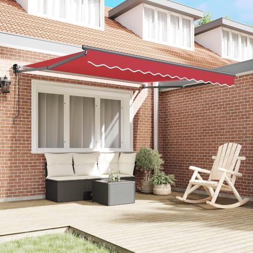 Store rétractable rouge 300x250 cm avec auvent réglable en polyester - 4