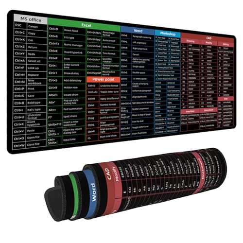 Sous-main Excel et Word 80x30 cm grand tapis de souris antidérapant TS1059