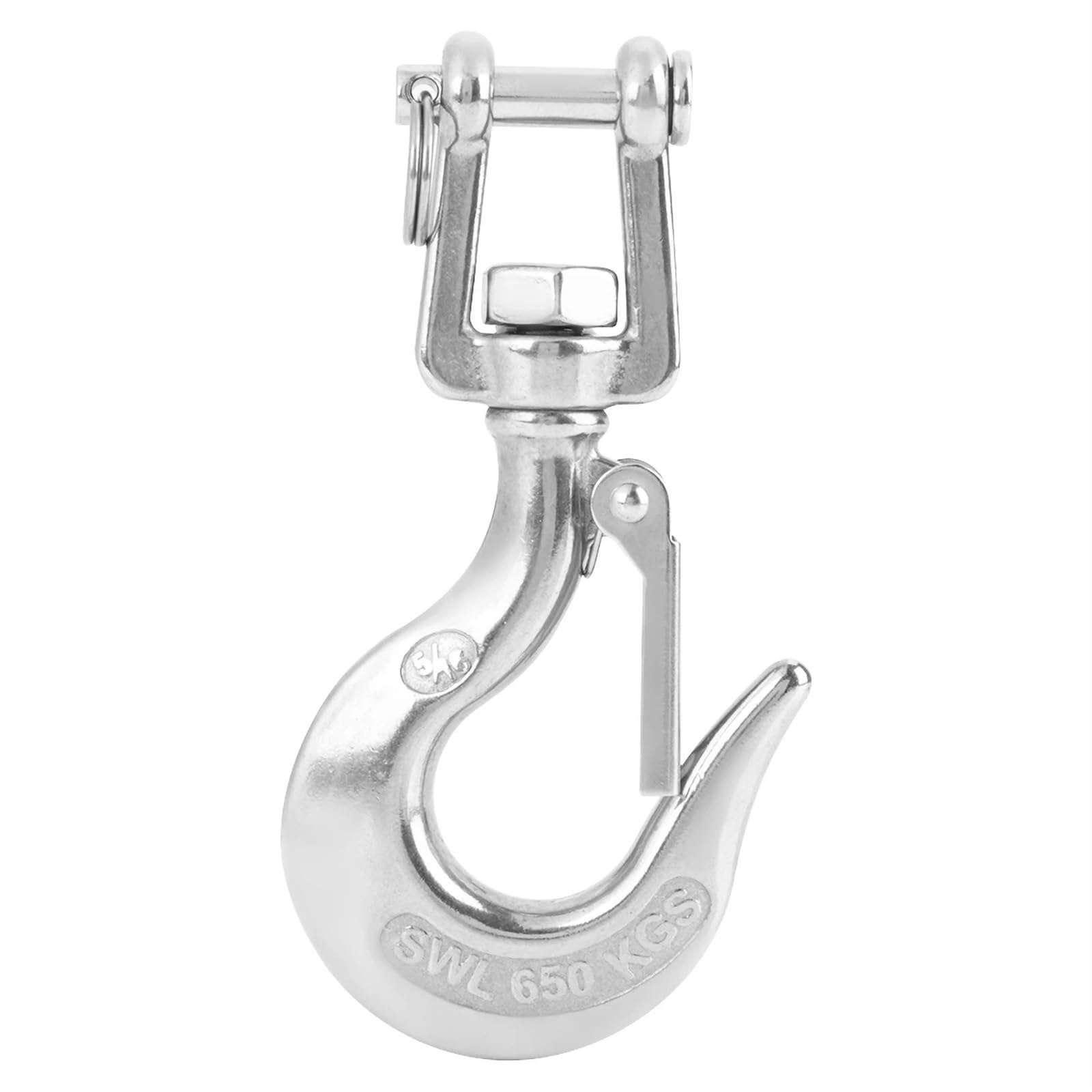 Sdgbcxd 650Kg 304 Stainless Steel Swivel Lifting Hook With Latch Rigging Accessory(650Kg)