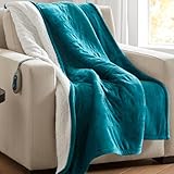 Beautyrest Heated Blanket, Eletric Throw Blanket, Soft, Warm, Reversible Plush - Sherpa Heating Blanket Throw for Office, Couch, 3 Heat Settings, 2 hr Auto Shut Off, Machine Washable, 50 x 60 Teal
