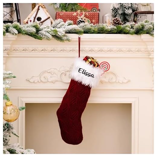 Personalized Christmas Stockings,Knit Christmas Stockings Custom Embroidered Name,Knitted Christmas Socks Woolen Stocking for Kids,Family,Fireplace Christmas Holiday Party Decoration (Red,6 pack)