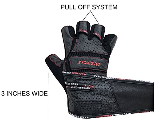 Image of Kobo WTG-13 Professional Leather Gym Gloves for Fitness /Functional Training Hand Protector (Medium)