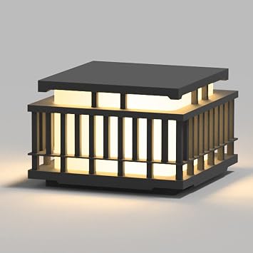 Nordic LED Outdoor Post Light Fixture Post Lantern with Pier Mount Base,Stainless Steel Porch Post Lighting Sand Textured Black Pier Lights