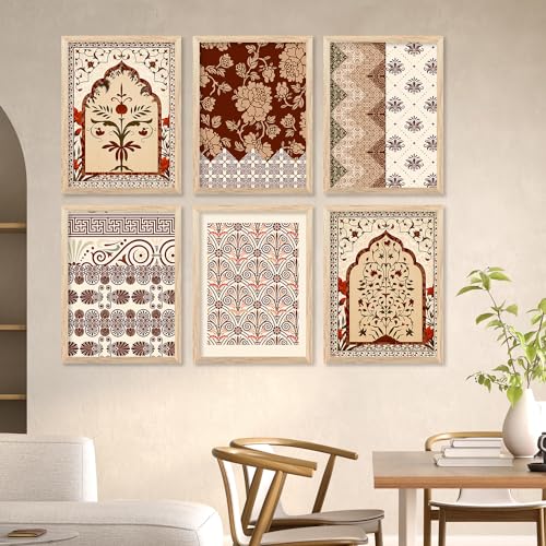 Image of kotart Premium Digital Madhubani Art Paintings with Frame for Home Decor - Framed Painting Living Room Bedroom Office - Wall Decoration - Pack of 6 (14X20 Inch, F)
