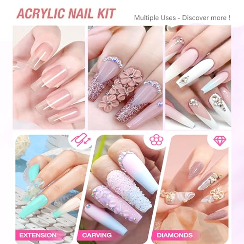 Kit profesional uñas acrílicas polvo y líquido transparente miniatura 7