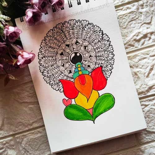 Image of Zen Sangam A6 Wiro Bound 160 GSM Sketchbook | 50 Sheets(100 Pages) Size 14.8x10.5cm | Ideal for Students, Adults, Home, School, Beginners, Professional Drawing, Sketching, Mandala|Artist Drawing Book
