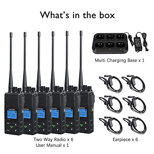 Samcom 2 Way Radio Rechargeable 5W Long Range Two Way Rasio For Adults 1500Mah Programmable Walkie Talkie Heavy Duty With 6 Way Multi-Unit Charger Gang #TOP6