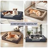 JOEJOY Orthopädisches Hundebett Grosse Hunde, Memory Foam Hundesofa XXL, Abnehmbarem Waschbares Hundebett Orthopädisch, 122x89x17 cm Eierförmiger rutschfest Hundecouch, Dunkel Grau