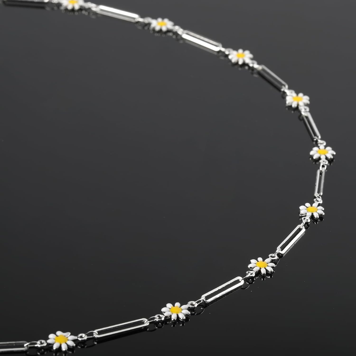 YOUBEIYEE 16.4 Feet Silver Plated Brass Chain for Jewelry Making Silver Paperclip Chain Enamel Daisy Flower Chains Bulk with Jump Rings Lobster Clasps - Image 5