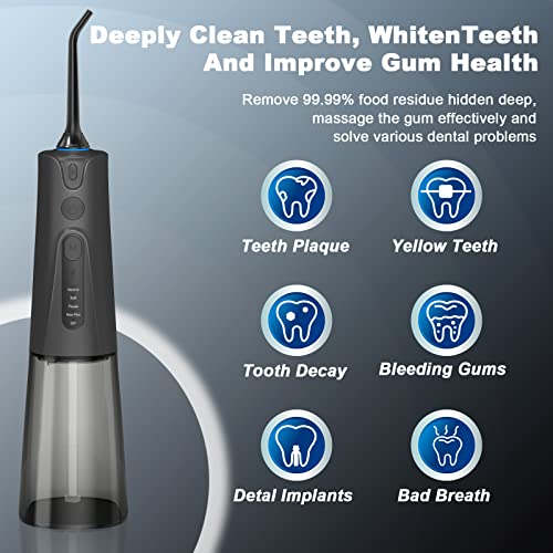 SURFOU Munddusche Kabellos Mundduschen 230ML 5 Modi 7 Düsen, Mundduschen Testsieger 2023 Reise Water Flosser IPX7 Wasserdicht USB TYP-C wiederaufladbar für Reisen & Hause – Bild 3