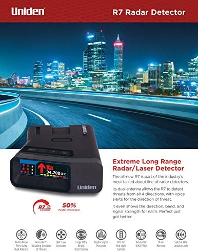 Uniden R7 Extreme Long-Range Laser-Radar Detector, Built-in GPS w/ Real-Time Alerts, Dual-Antennas Front & Rear w/Directional Arrows, Voice Alerts, Red Light Camera and Speed Camera Alerts — view 5