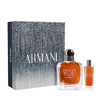 Armani Beauty – Stronger With You Intensely – 2-Piece Cologne Set ($162) – Fougère Ambery Woody Men’s Fragrance – With Pink Pepper, Lavender, Vanilla Notes - Full (1 Fl Oz) & Travel Size (0.3 Fl Oz)