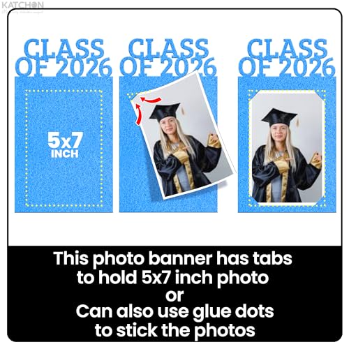 Image of KatchOn, K-12 Graduation Photo Banner 5x7 - Large, 10 Feet | Kindergarten Grad Backdrop, Blue Decorations Class of 2026 | Grad Picture Display for Graduation Decorations 2026