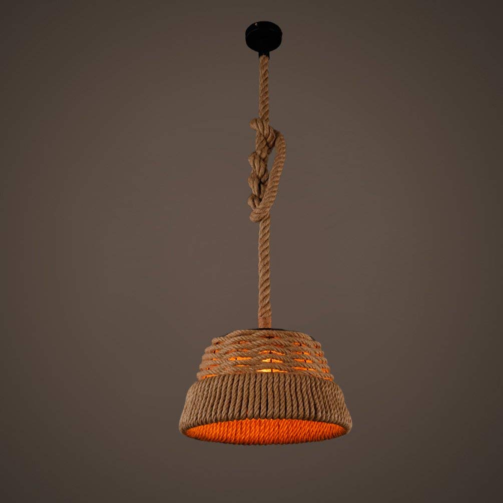 Retro Hemp Rope Chandelier, Restaurant Bar Counter Single Head Decorative Chandelier Creative Studio Chandelier E27,21 * 37CM sling 150cm Bar lighting (Size : 21 * 37CM)