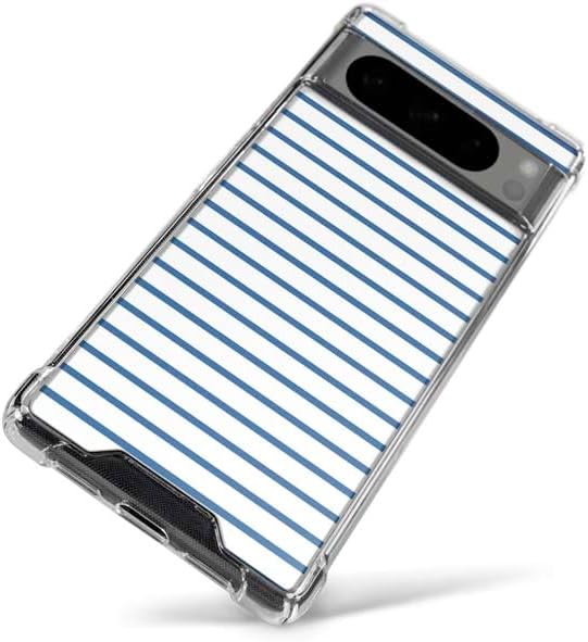 Skinit Clear Phone Case Compatible with Google Pixel 8 Pro - Blue and White Stripes Design