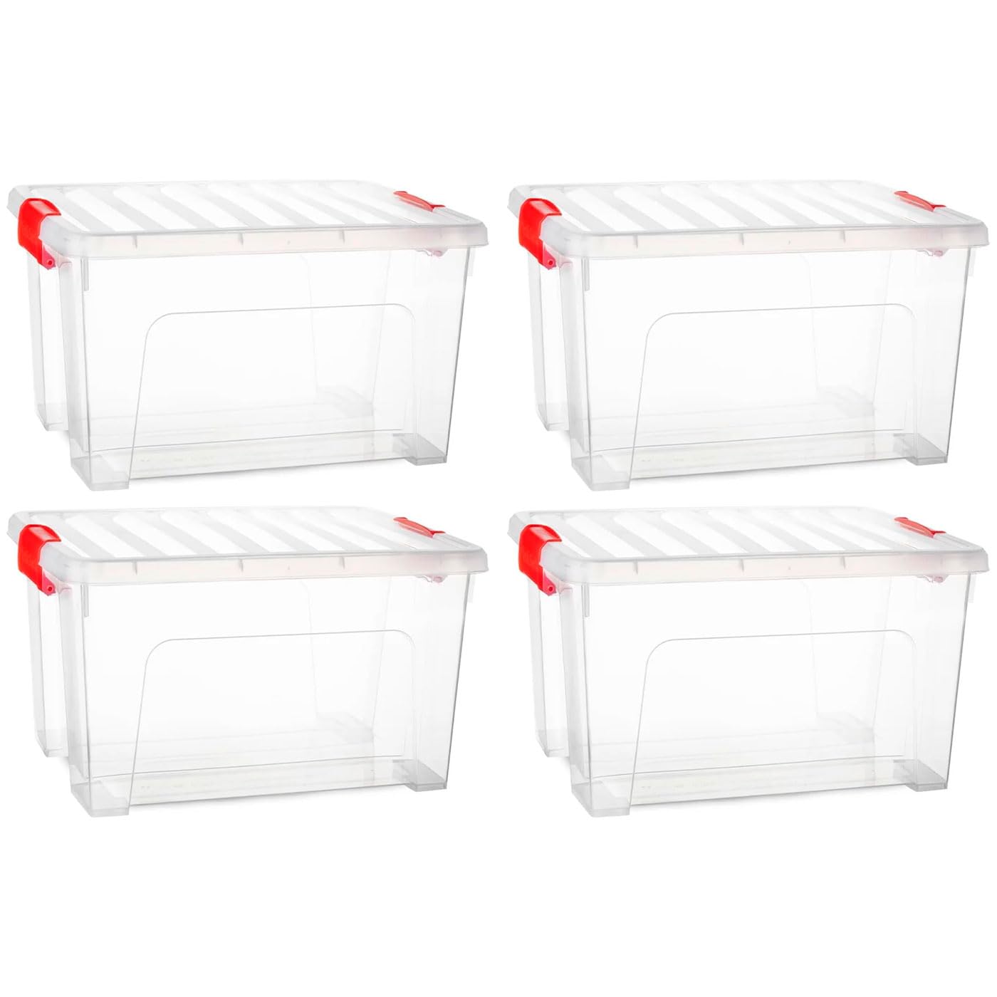 Acan Tradineur - Pack de 4 Cajas de almacenamiento KLIP K2 - Fabricado en plástico - Contenedor para almacenar Libros, ropa, mantas - 34,5 x 43,5 x 25 cm - 25 Litros