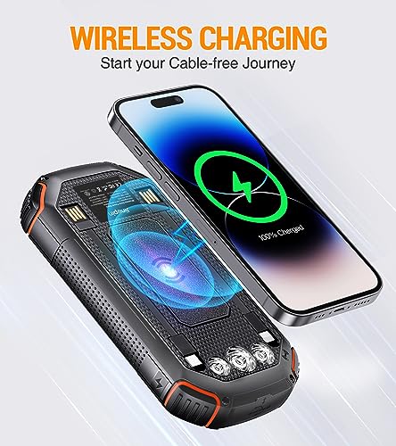 Solar-Power-Bank-36000mAhSolar-Charger-Wireless-Built-in-3-Cables-IPX5-Waterproof-Portable-Solar-External-Battery-Pack-with-3-Input-4-Output-15W-USB-C-Port-Camping-Flashlight-iPhone-Samsung-Tablet