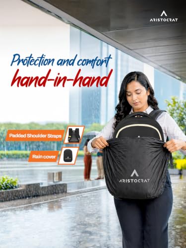 Image of Aristocrat Chip 15.6 inch Compatible Laptop Backpack 32L | 2 Compartments with Quick-Access Front Pocket | Tablet Sleeve, Rain Cover & Bottle Holders | Office & Casual Backpack for Men & Women