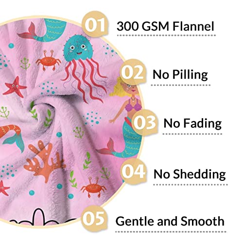 Mercuryelf Custom Mermaid Throw Blanket - Soft, Fuzzy & Warm - 30x40 Inches Small Blankets for Lap, Crib - Pink Cute Throws Gift for Mermaid Lovers