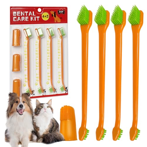 Image of Wuffove Dog Toothbrush, Finger Toothbrushes, Double Head Toothbrush,Cleaning Brushes for Dog Cat Oral Dental Health, 7 PCS