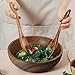 AOOSY Acacia Wood Salad Tongs,10.2 Inch Serving Utensils Set,Salad Fork and Salad Spoon for Serving,Long Handle Salad Server Set Kitchen Cooking Utensil