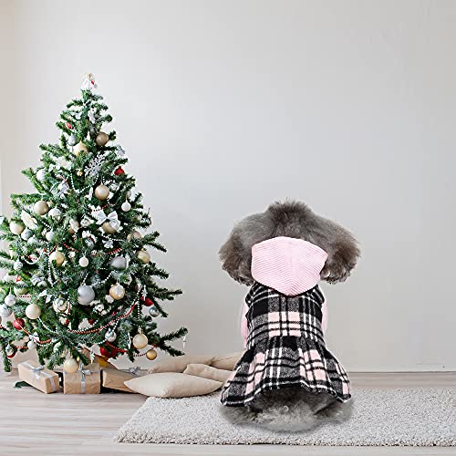 Dog Dresses For Small Dogs Girl Puppy Sweater Dress Hoodie Winter Pet Clothes Outfit Apparel Cold Weather Dog Coat Pink Doggie Sweatshirt Cute Cat Skirt Clothing (Pink, Small) #TOP6