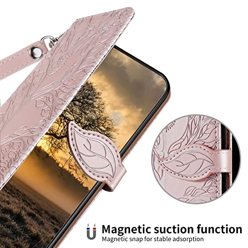 Varohix Case for Google Pixel 10/9 Pro XL 6.8 inch, PU Leather Folio Flip Kickstand Protective Cover, Embossed Magnetic Closure Wallet Case with Card Holder - Rose gold by Varohix - Image 7