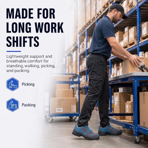 Image of FUEL Aqua Safety Shoes for Men | Lightweight Industrial Steel Toe Safety Shoe | Breathable Knitted Upper | Anti-Bacterial PU Sole | ISI Marked Work Shoes for Men