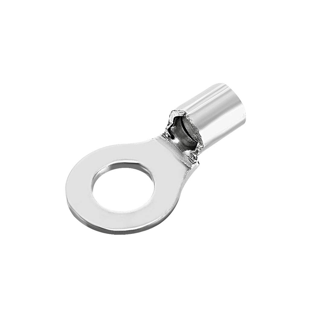 uxcell Copper Wire Lugs,12-10AWG RNB5.5-6 4-6mm2,Bolt Hole,Battery Cable Ends Eyelets Crimp Tubular Ring Terminals Connectors Silver Tone 200Pcs