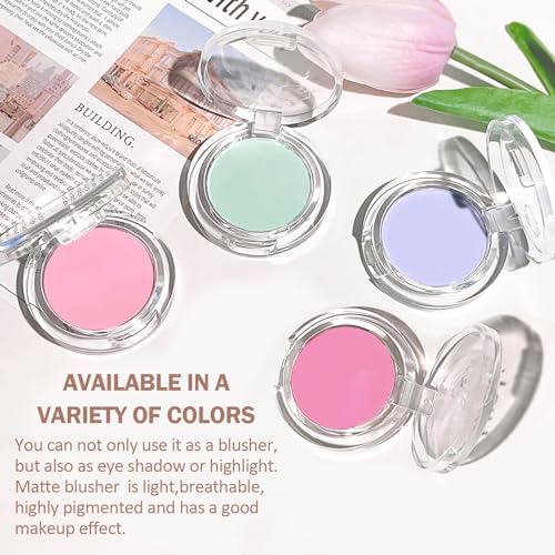 Prreal Matte Blusher, Highly pigmented Blush Powder, Natural-Looking Blusher, Breathable Blush Palette, Skin-Friendly Blusher for cheeks makeup #05 Pink - Image 5