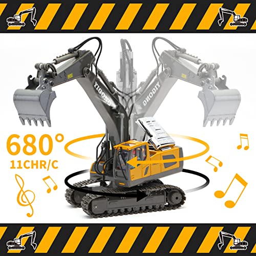 T.v.v.fashy Remote Control Excavator Toys For Boys, Remote Control Construction Vehicles Toy With Metal Shovel, 2.4Ghz Light And Sound Rc Excavators With 9 Channel 2 Rechargeable Batteries #TOP1