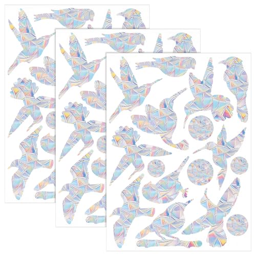48Pcs Window Stickers to Prevent Bird Strikes, Hummingbird Modeling Bird Window Strike Prevention Stickers, Weather-Reflective Window Stickers for Birds
