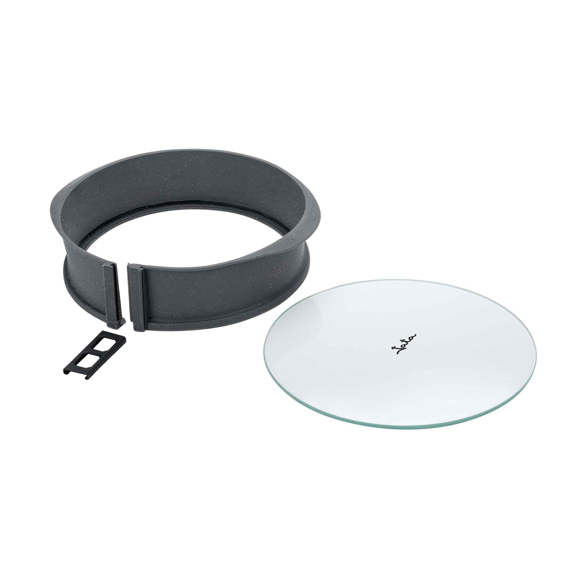 JATA HMOL1124 - Backform aus Silikon, Kuchenform, abnehmbar, Glasboden, antihaftbeschichtet, flexibel, geeignet für: Ofen, Gefrierschrank und Spülmaschine, BPA-frei, Durchmesser 26 cm, 6,4 cm